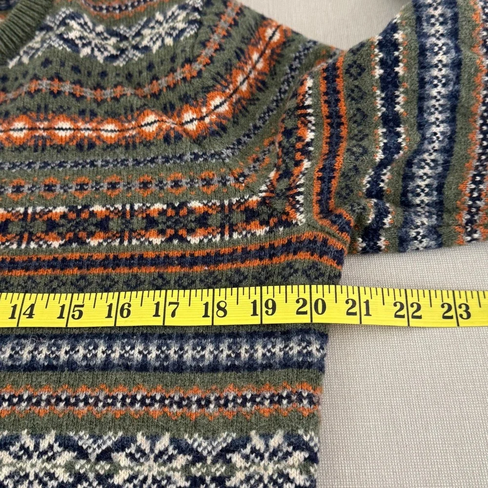 J. Crew Fair Isle Crew Neck Sweater Men's‎ Green Medium